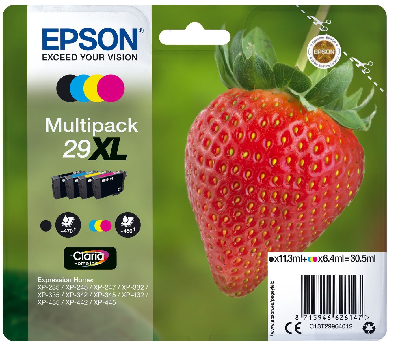 Epson Strawberry Multipack Fragole 4 colori Inchiostri Claria Home 29XL [C13T29964012]