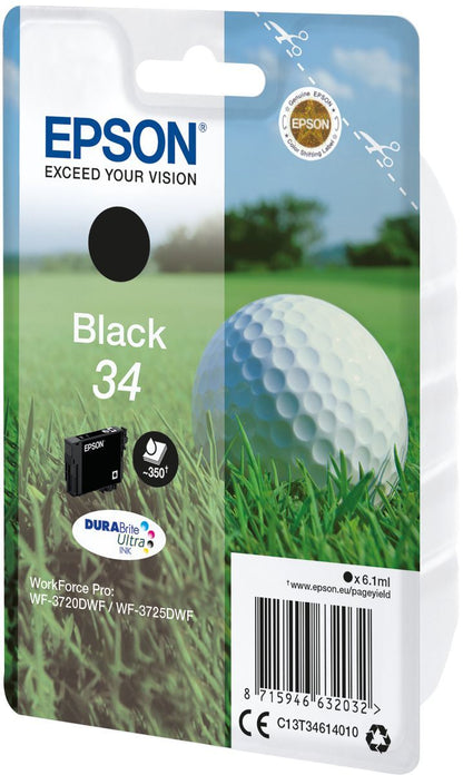 Epson Golf ball Singlepack Black 34 DURABrite Ultra Ink [C13T34614010]