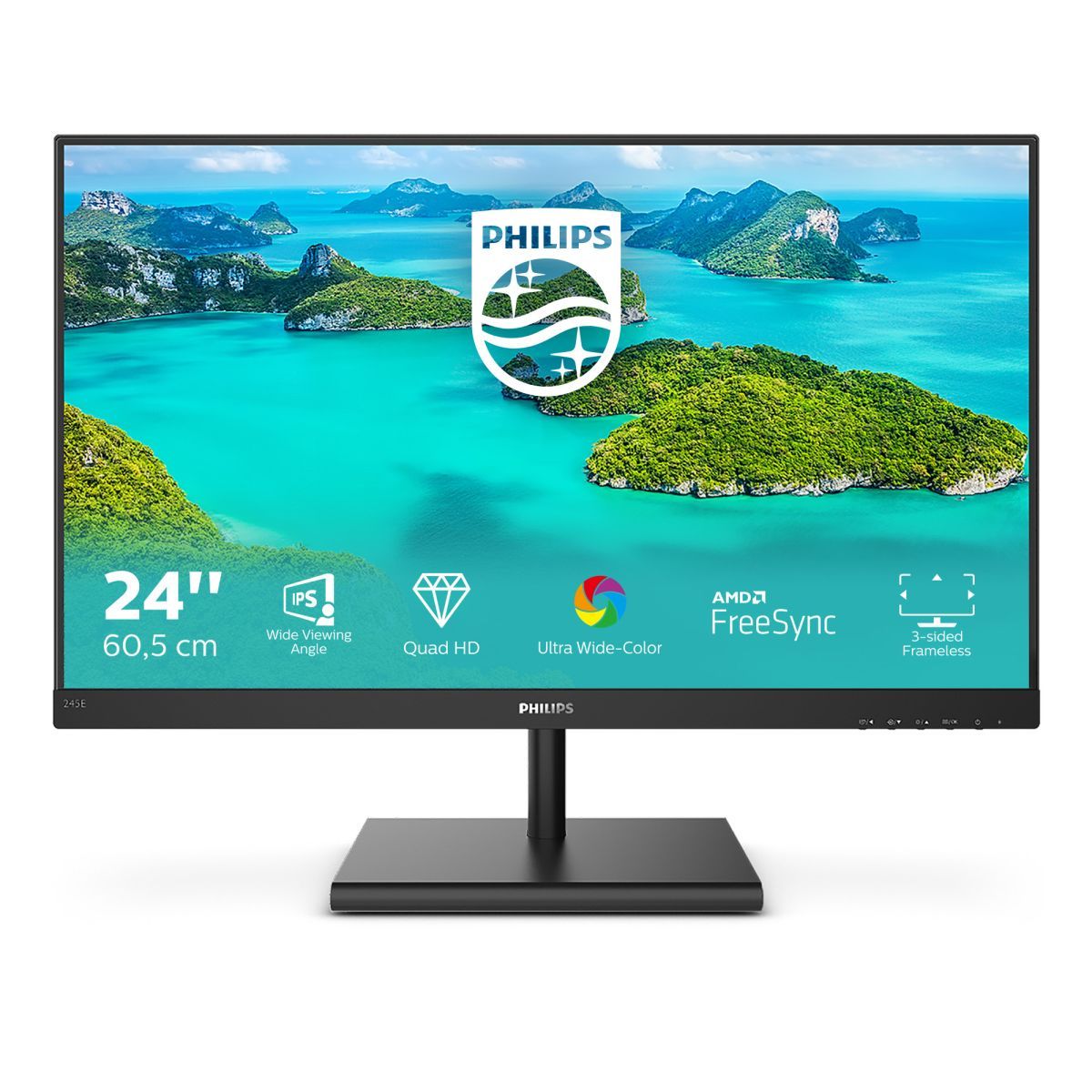 Philips E Line 245E1S/00 LED display 60,5 cm (23.8") 2560 x 1440 Pixel 2K Ultra HD LCD Nero [245E1S/00]