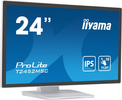 iiyama ProLite T2452MSC-W1 Monitor PC 60,5 cm (23.8") 1920 x 1080 Pixel Full HD LCD Touch screen Multi utente Bianco [T2452MSC-W1]