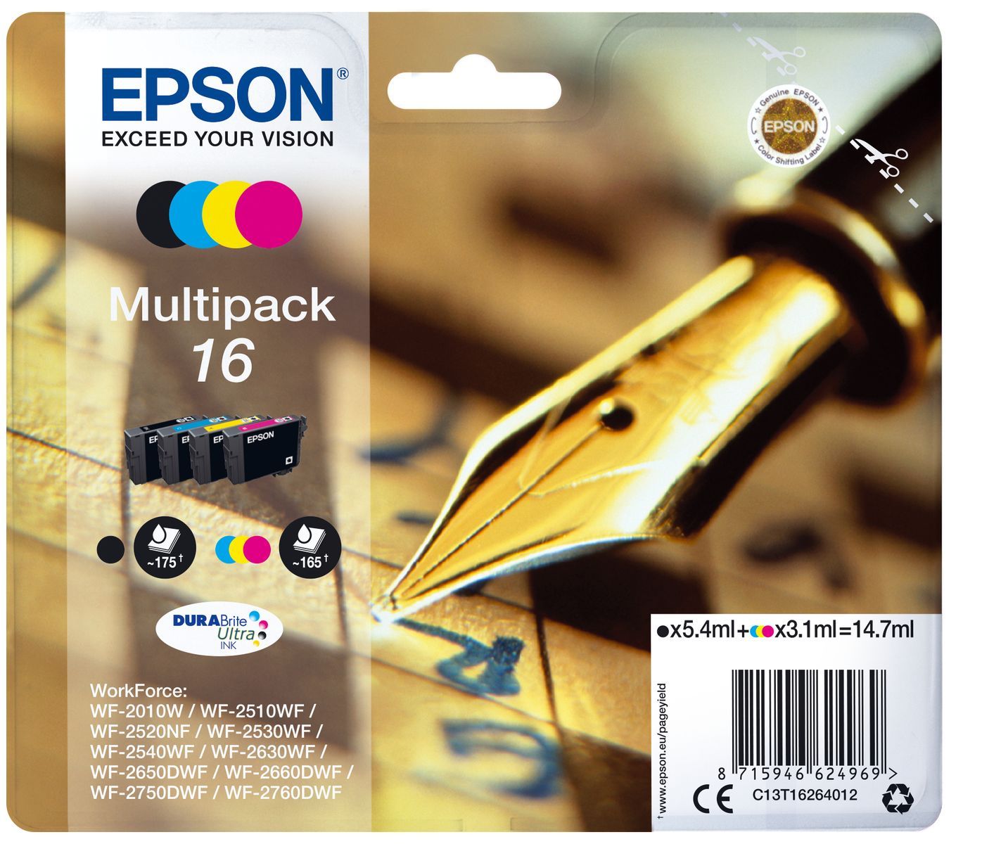 Epson Pen and crossword Multipack Penna e cruciverba 4 colori Inchiostri DURABrite Ultra 16 [C13T16264012]