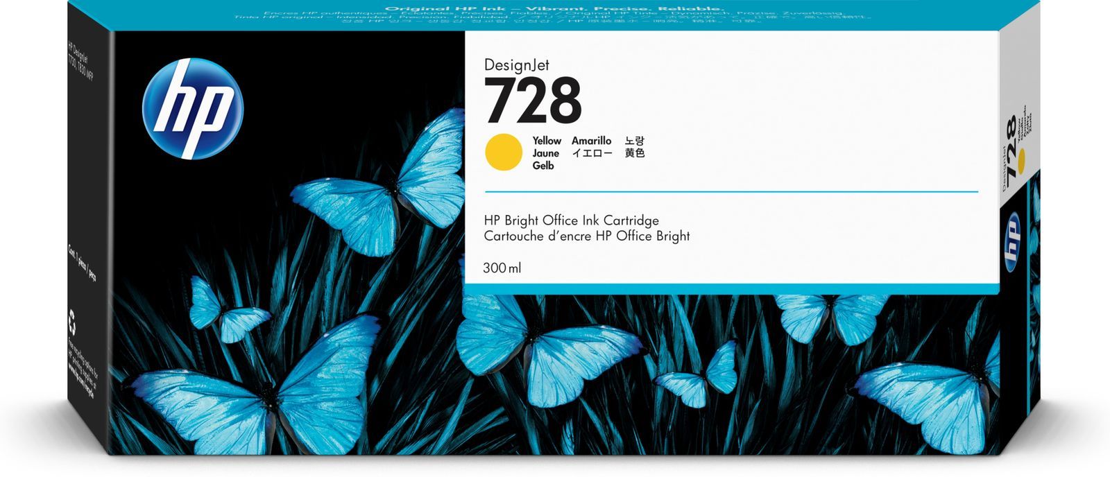 HP Cartuccia inchiostro giallo DesignJet 728, 300 ml [F9K15A]