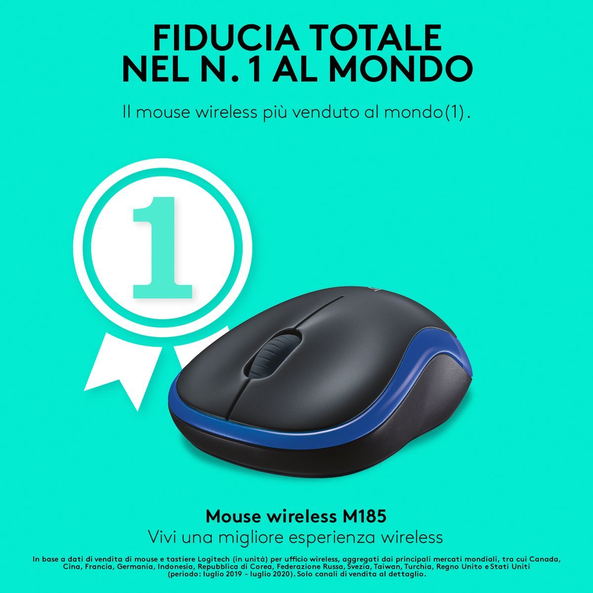 Logitech M185 mouse wireless (blu) [910-002236]