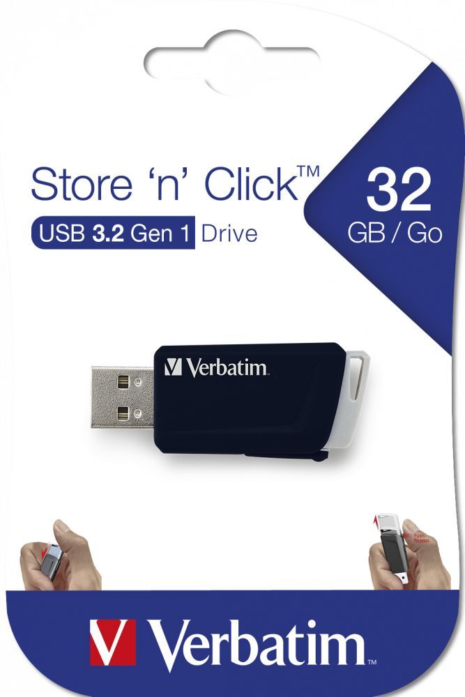 Verbatim Store 'n' Click - Memoria USB 3.2 GEN1 da 32 GB - Nero [49307]