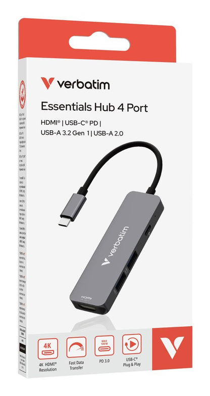 Verbatim 32155 hub di interfaccia USB 3.2 Gen 1 (3.1 Gen 1) Type-C 5000 Mbit/s Grigio [32155]