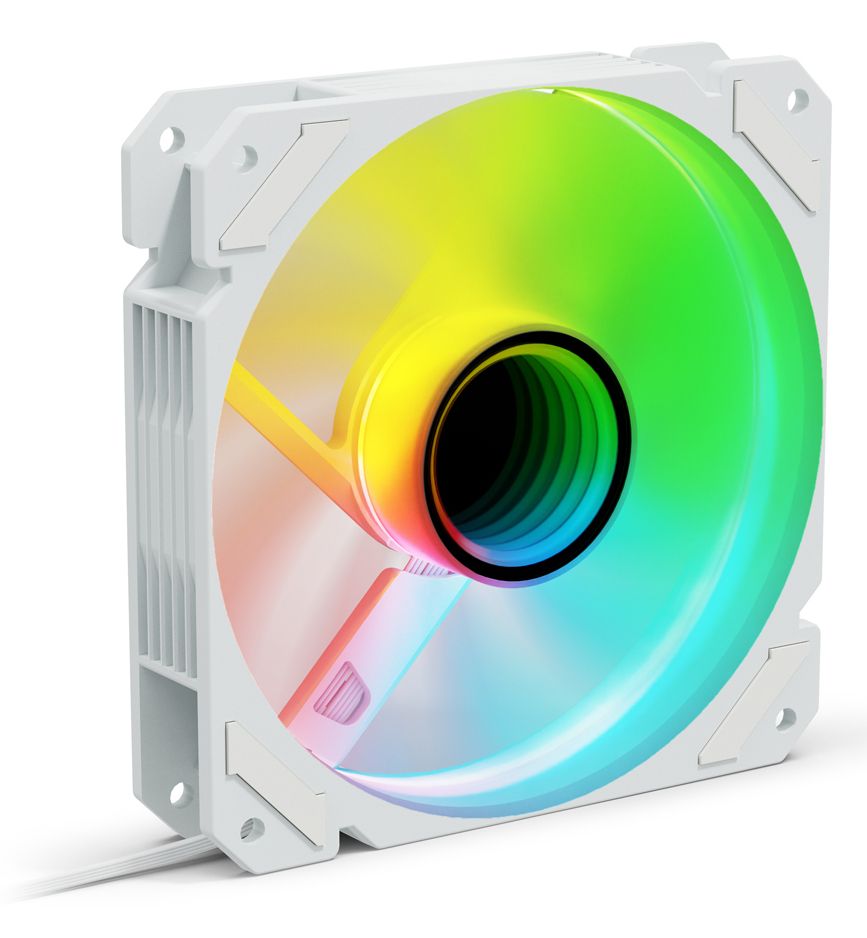 Sharkoon SHARK Mirror RGB PWM REVERSE Case per computer Ventilatore 12 cm Bianco 1 pz [SHARKMIRRORRGBFANREVWHITE]