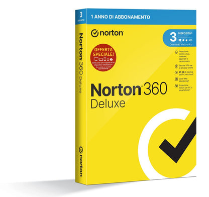 NortonLifeLock Norton 360 Deluxe 2023 Antivirus per 3 dispositivi Licenza di 1 anno Secure VPN e Password Manager PC, Mac, tablet e smartphone [21429480]