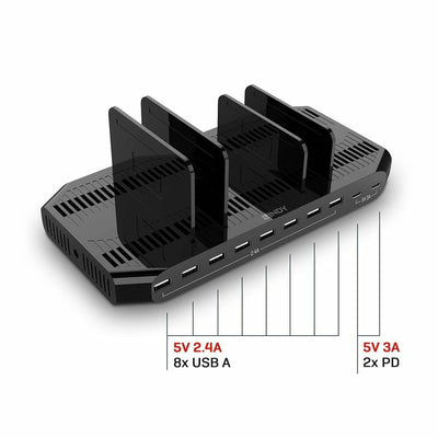 Lindy 73435 Caricabatterie per dispositivi mobili Smartphone, Tablet Nero AC Ricarica rapida Interno [LINDY73435]