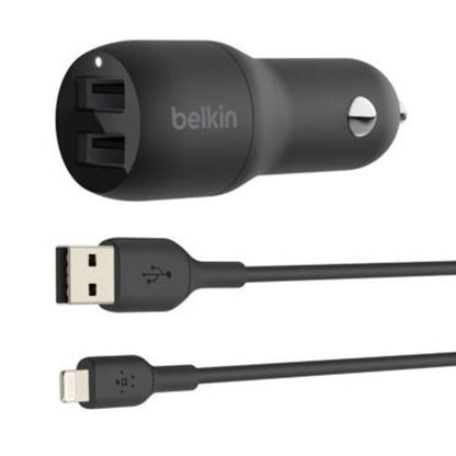 Belkin CARICABATTERIE DA AUTO CON DOPPIA PORTA USB-A 12W [CCB001BTBK]