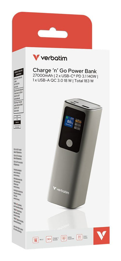 CHARGE'N'GO POWER BANK 27000MAH 183W GREY [32269]