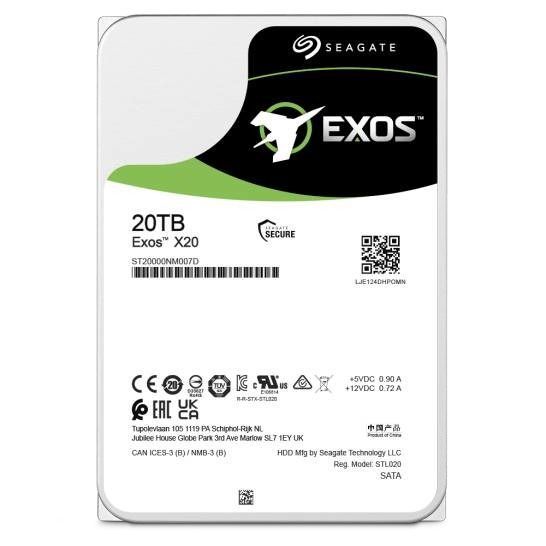 Seagate Enterprise Exos X20 disco rigido interno 20 TB 7200 Giri/min 3.5" Serial ATA III [ST20000NM007D]