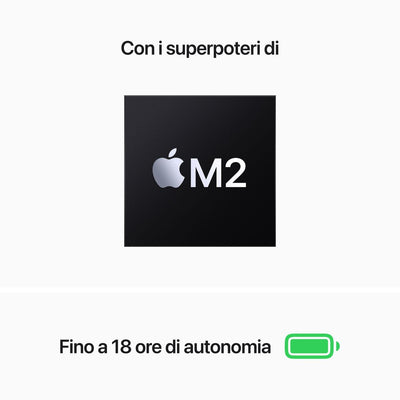 Apple MacBook Air 13": Chip M2 con CPU 8-core e GPU 8core, 256GB SSD - Grigio siderale [MC7U4T/A]