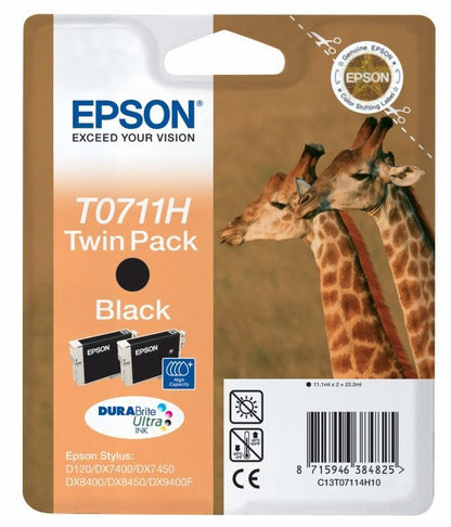 Epson Giraffe Confezione doppia Nero T0711H Inchiostri DURABrite Ultra [C13T07114H10]