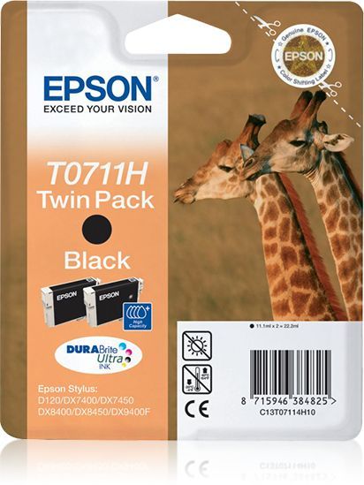 Epson Giraffe Confezione doppia Nero T0711H Inchiostri DURABrite Ultra [C13T07114H10]