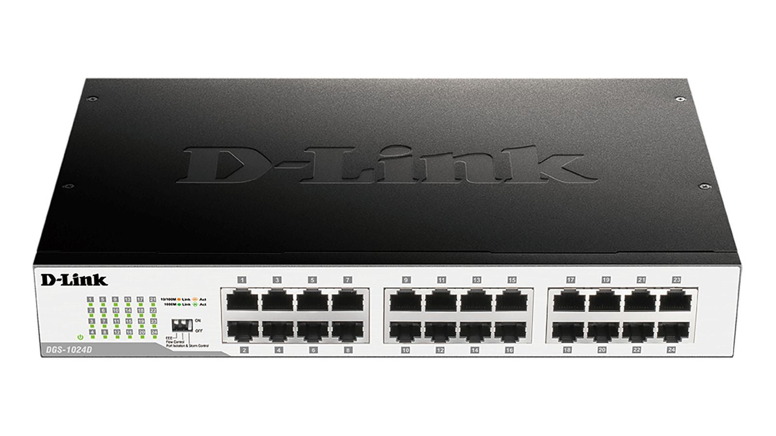 D-Link DGS-1024D switch di rete Non gestito Gigabit Ethernet (10/100/1000) 1U Nero, Argento [DGS-1024D]