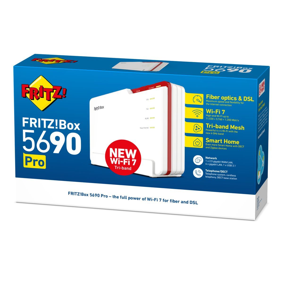 FRITZ!Box 5690 Pro International router wireless 2.5 Gigabit Ethernet Tri-band (2,4 GHz/5 GHz/6 GHz) Bianco [20003058]