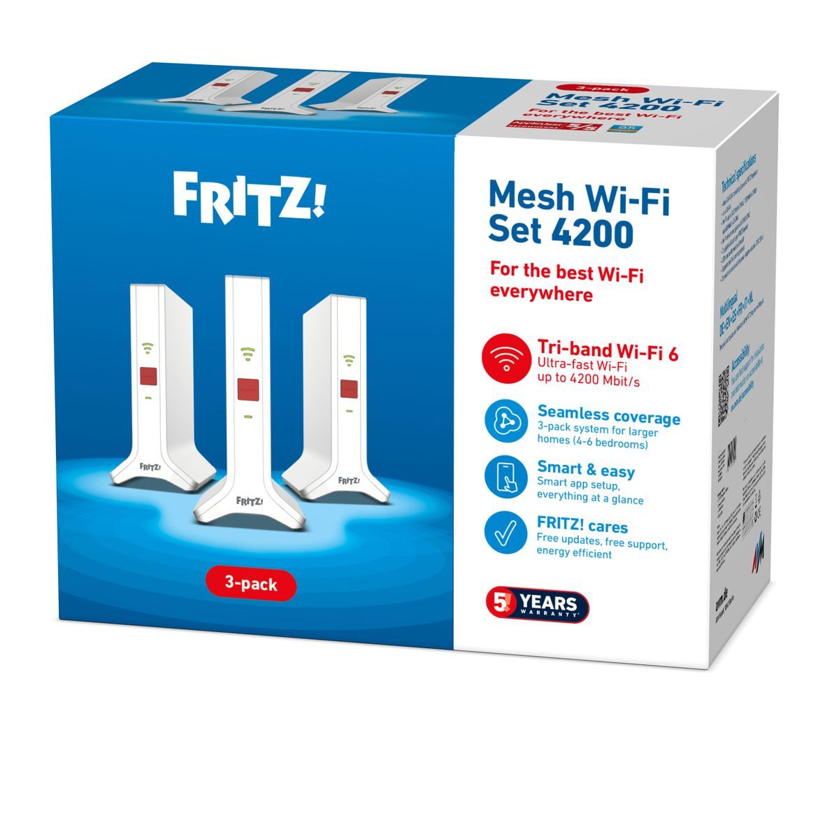 Mesh Set 20003109 sistema Wi-Fi Mesh Dual-band (2.4 GHz/5 GHz) Wi-Fi 6E (802.11ax) Rosso, Bianco 2x2/4x4 [20003109]