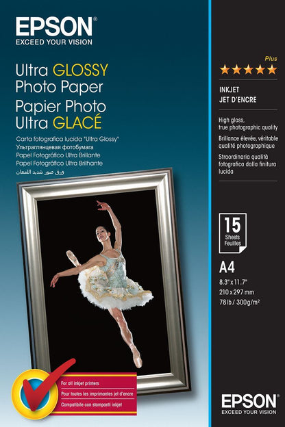 Epson Ultra Glossy Photo Paper - A4 - 15 Fogli [C13S041927]