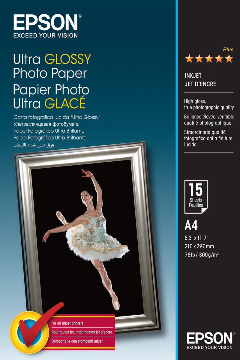Epson Ultra Glossy Photo Paper - A4 - 15 Fogli [C13S041927]