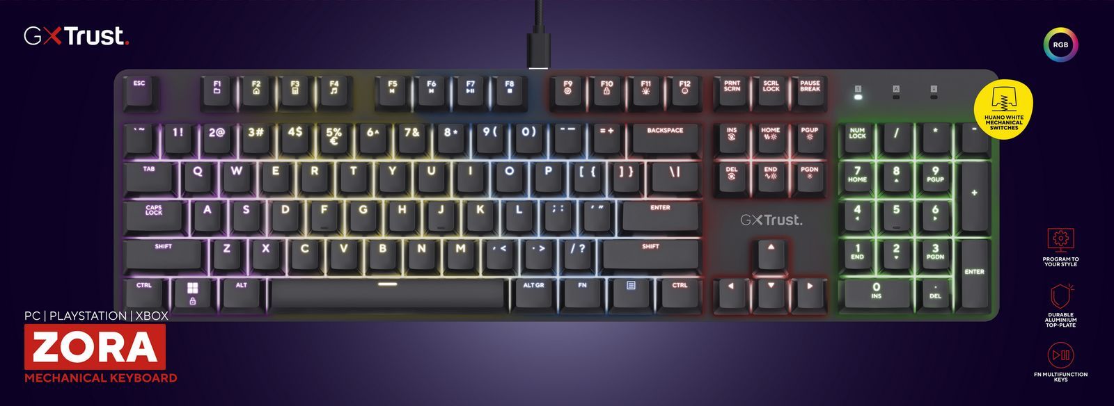 Trust GXT 871 Zora tastiera Gaming USB Italiano Nero [25677]