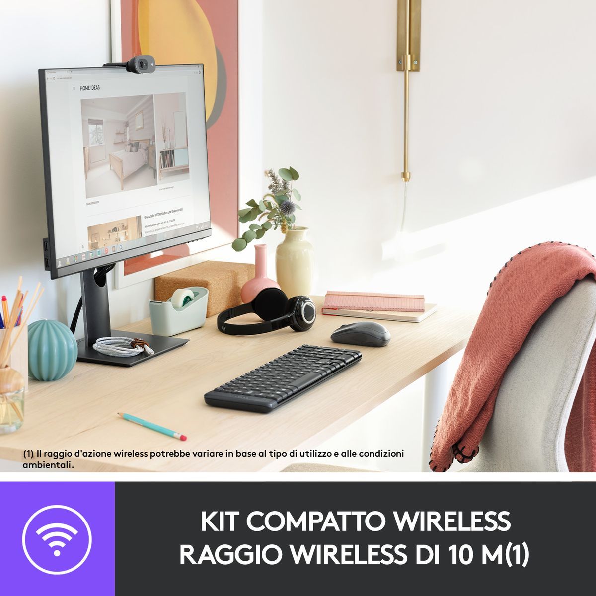 Logitech MK220 Combo Tastiera e Mouse Wireless Compatti per Windows, 2,4 GHz Wireless con Ricevitore USB Unifying, Durata Batteria di 24 Mesi, Compatibile con PC, Laptop [920-003721]