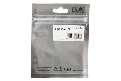 LINK Cavo Hdmi 4Kx2K 30Hz 3D+Ethernet Per Pc, Notebook, Hdtv, Ecc Contatti Dorati Mt 15 Colore Nero [LKCHDMI150]