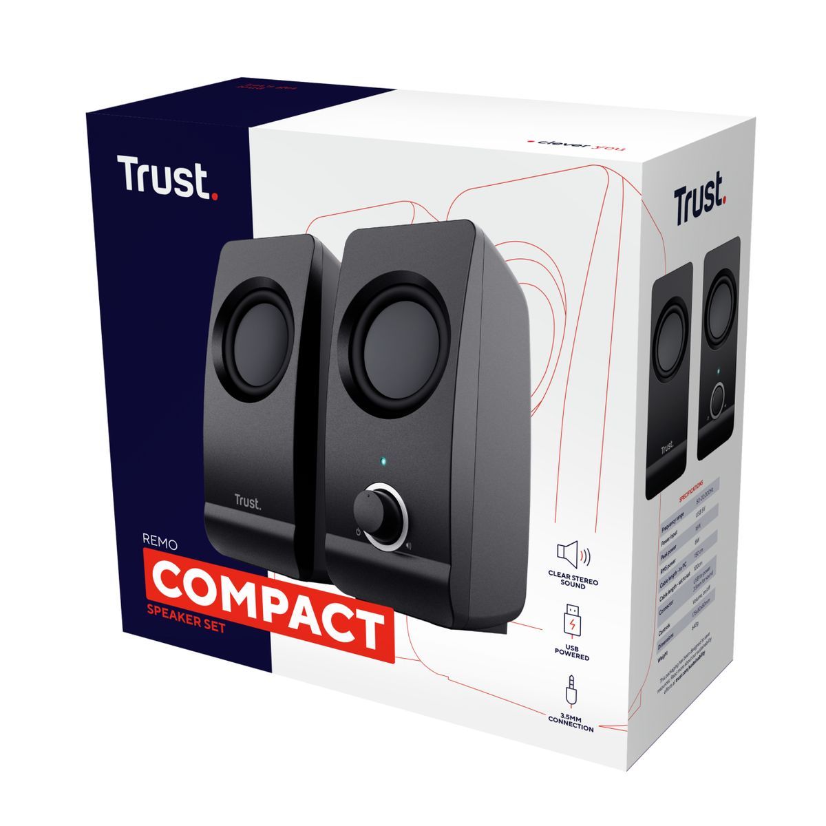 Trust Remo 2.0 1-via Nero Cablato 8 W [17595]