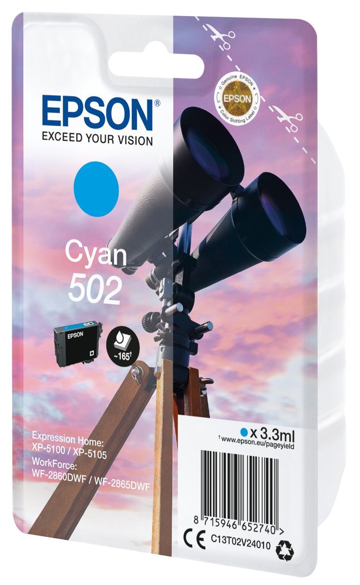 Epson Singlepack Cyan 502 Ink [C13T02V24010]