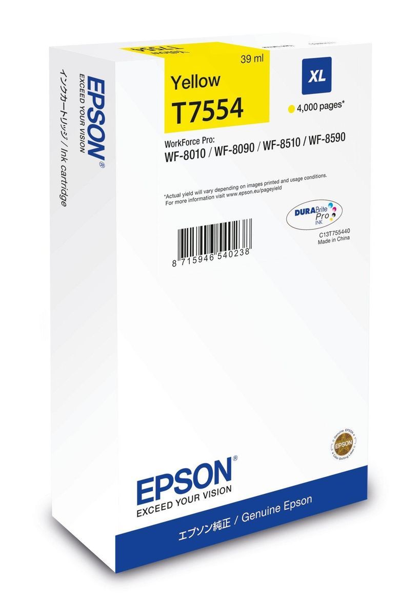 Epson WF-8xxx Series Ink Cartridge XL Yellow [C13T75544N]