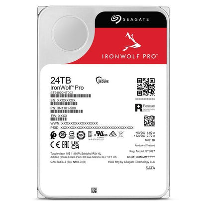 Seagate IronWolf Pro ST24000NT002 disco rigido interno 24 TB 7200 Giri/min 512 MB 3.5" Serial ATA III [ST24000NT002]
