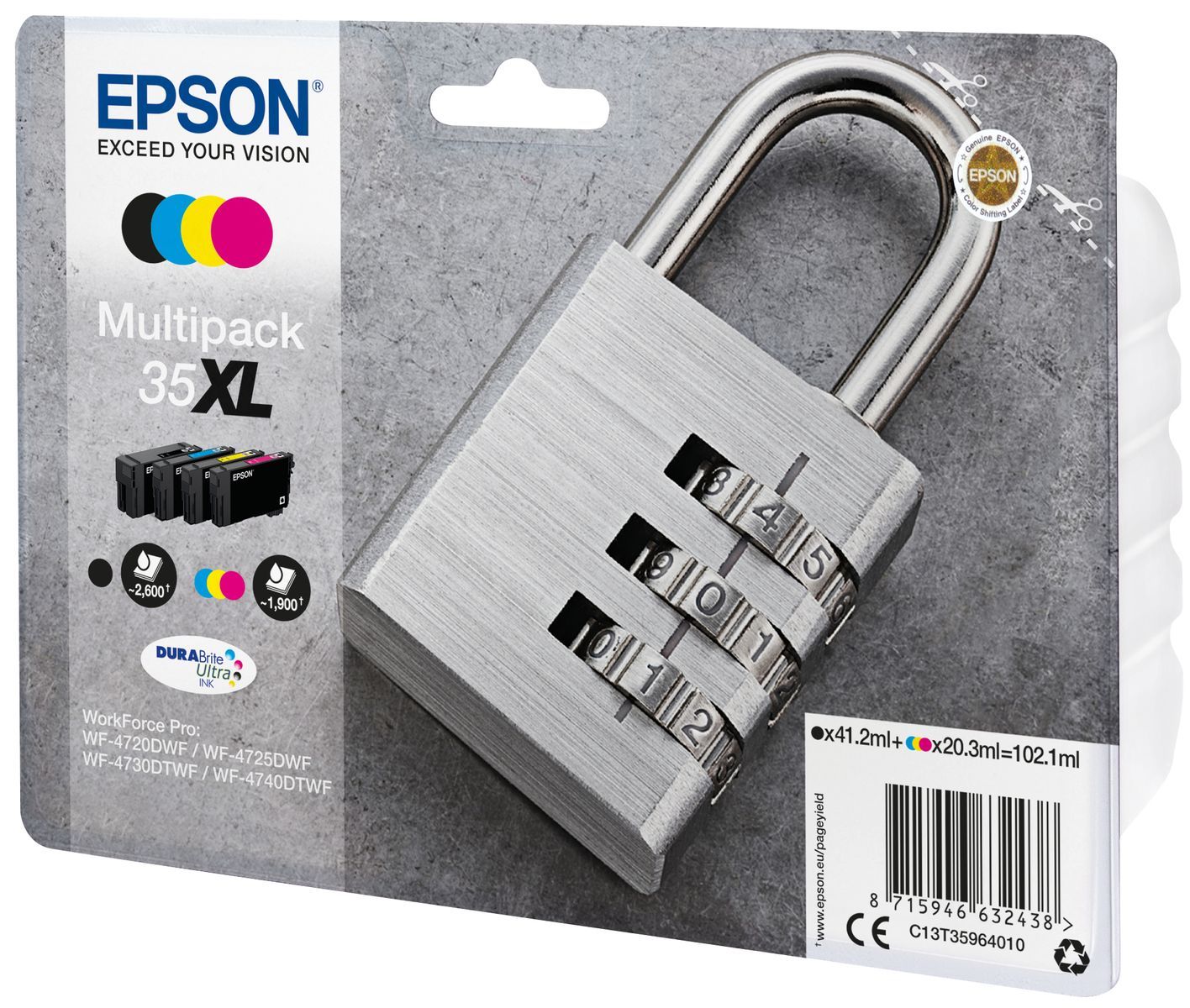 Epson Padlock Multipack 4-colours 35XL DURABrite Ultra Ink [C13T35964010]