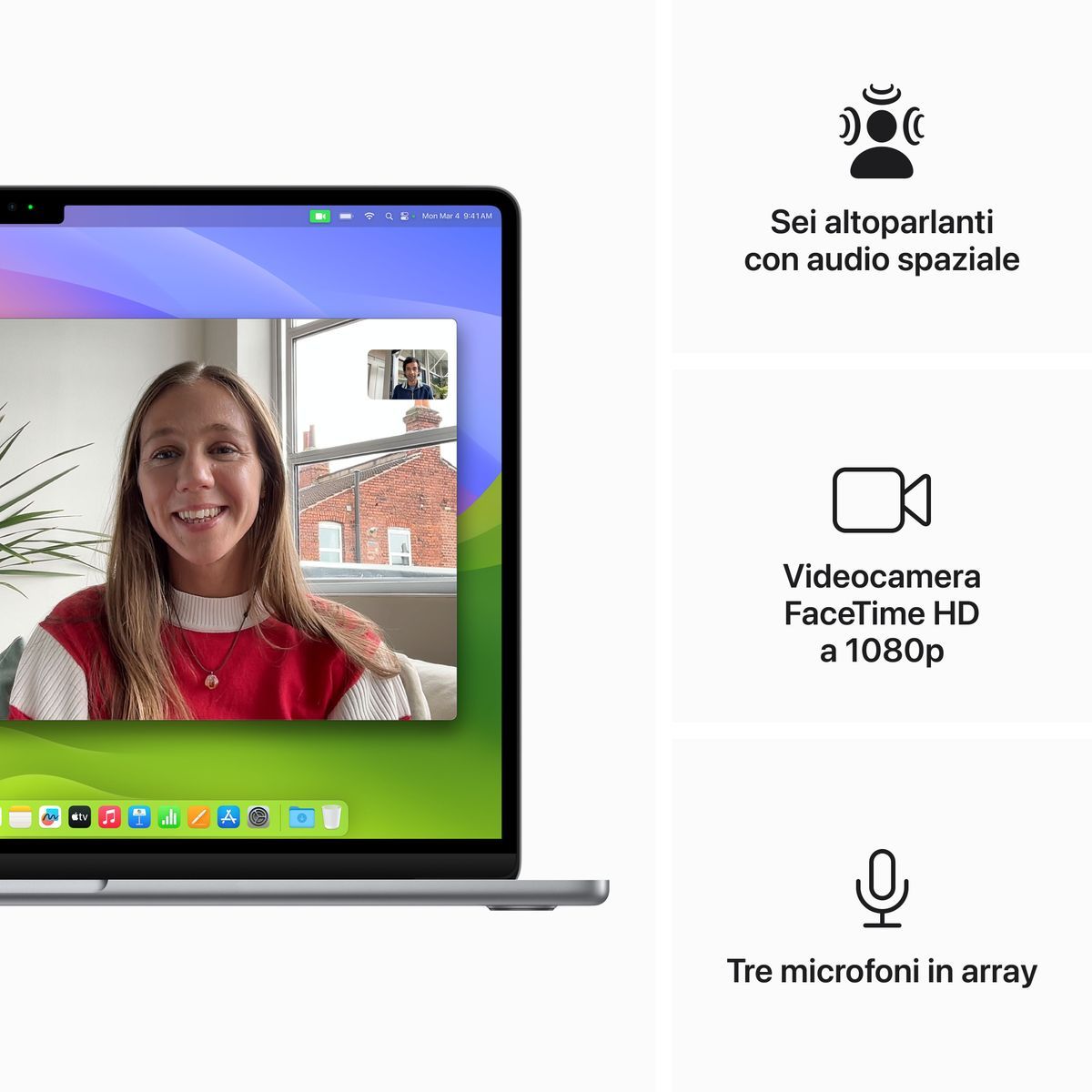 Apple MacBook Air 15": Chip M3 con CPU 8-core e GPU 10-core, 256GB SSD - Grigio siderale [MC9D4T/A]