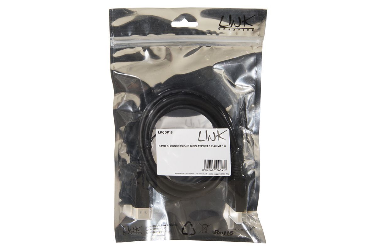 LINK Cavo Di Connessione Displayport 1.2 4K Mt 1,8 [LKCDP18]