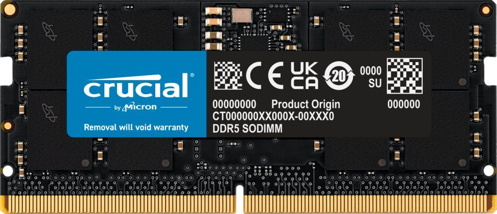 Crucial SORAM D5 5600 24GB CL46 - 24 GB memoria 1 x 24 GB DDR5 5600 MHz Data Integrity Check (verifica integrità dati) [CT24G56C46S5]