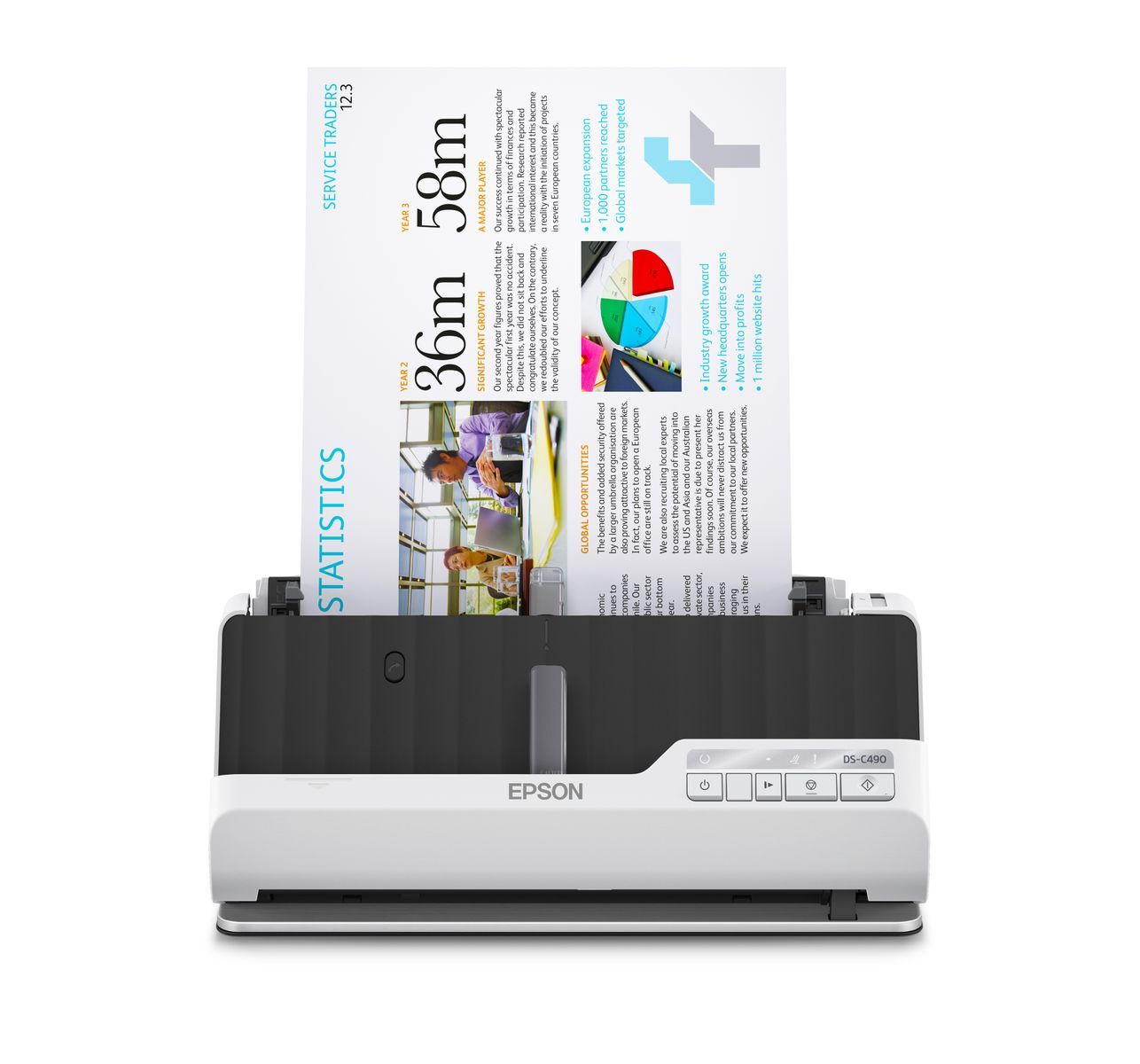Epson DS-C490 Scanner con ADF + alimentatore di fogli 600 x 600 DPI A4 Nero, Bianco [B11B271401]