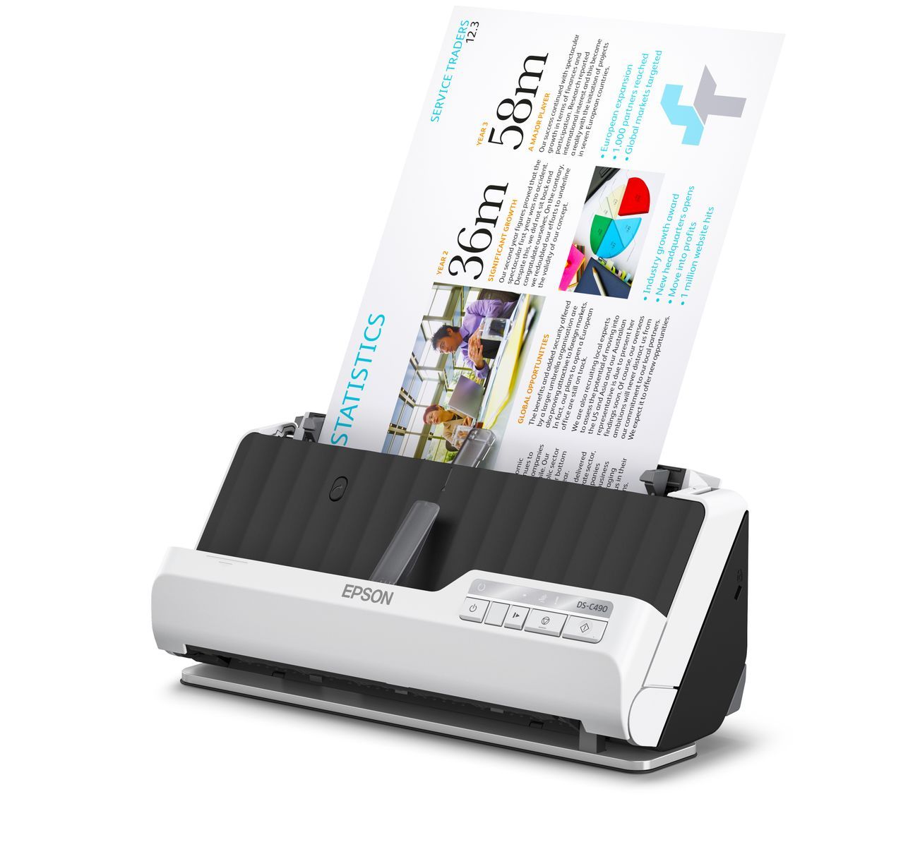 Epson DS-C490 Scanner con ADF + alimentatore di fogli 600 x 600 DPI A4 Nero, Bianco [B11B271401]