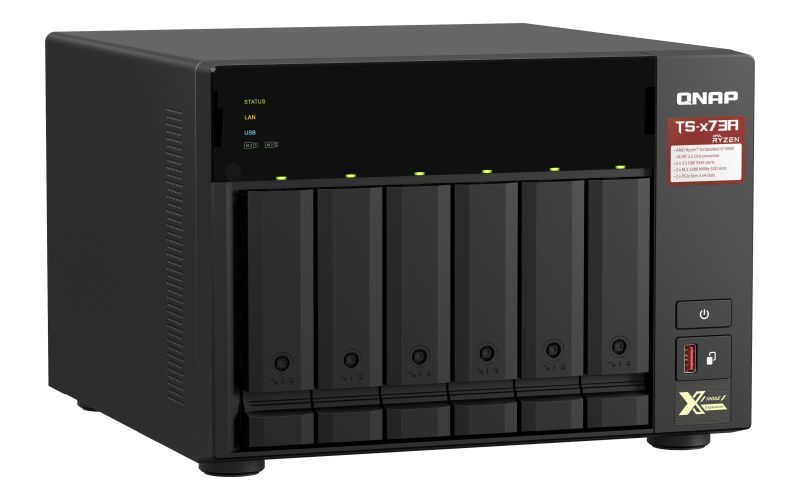 QNAP TS-673A NAS Tower Ryzen Embedded V1500B 8 GB DDR4 0 TB QNAP Turbo System Nero [TS-673A-8G]