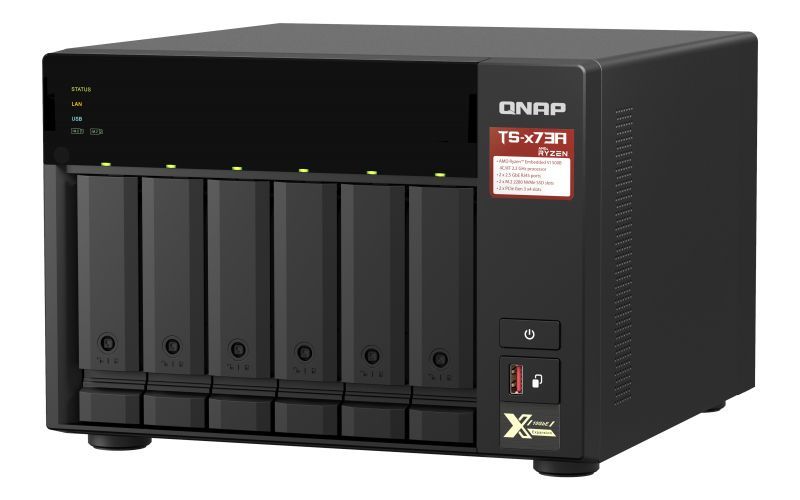 QNAP TS-673A NAS Tower Ryzen Embedded V1500B 8 GB DDR4 0 TB QNAP Turbo System Nero [TS-673A-8G]