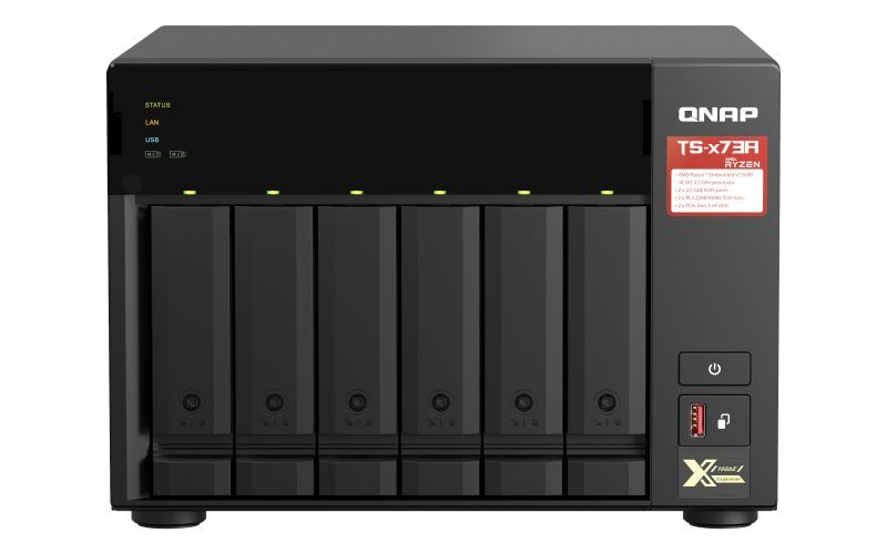QNAP TS-673A NAS Tower Ryzen Embedded V1500B 8 GB DDR4 0 TB QNAP Turbo System Nero [TS-673A-8G]