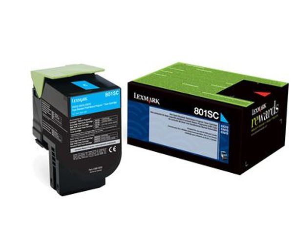 Lexmark 802SC cartuccia toner 1 pz Originale Ciano [80C2SC0]