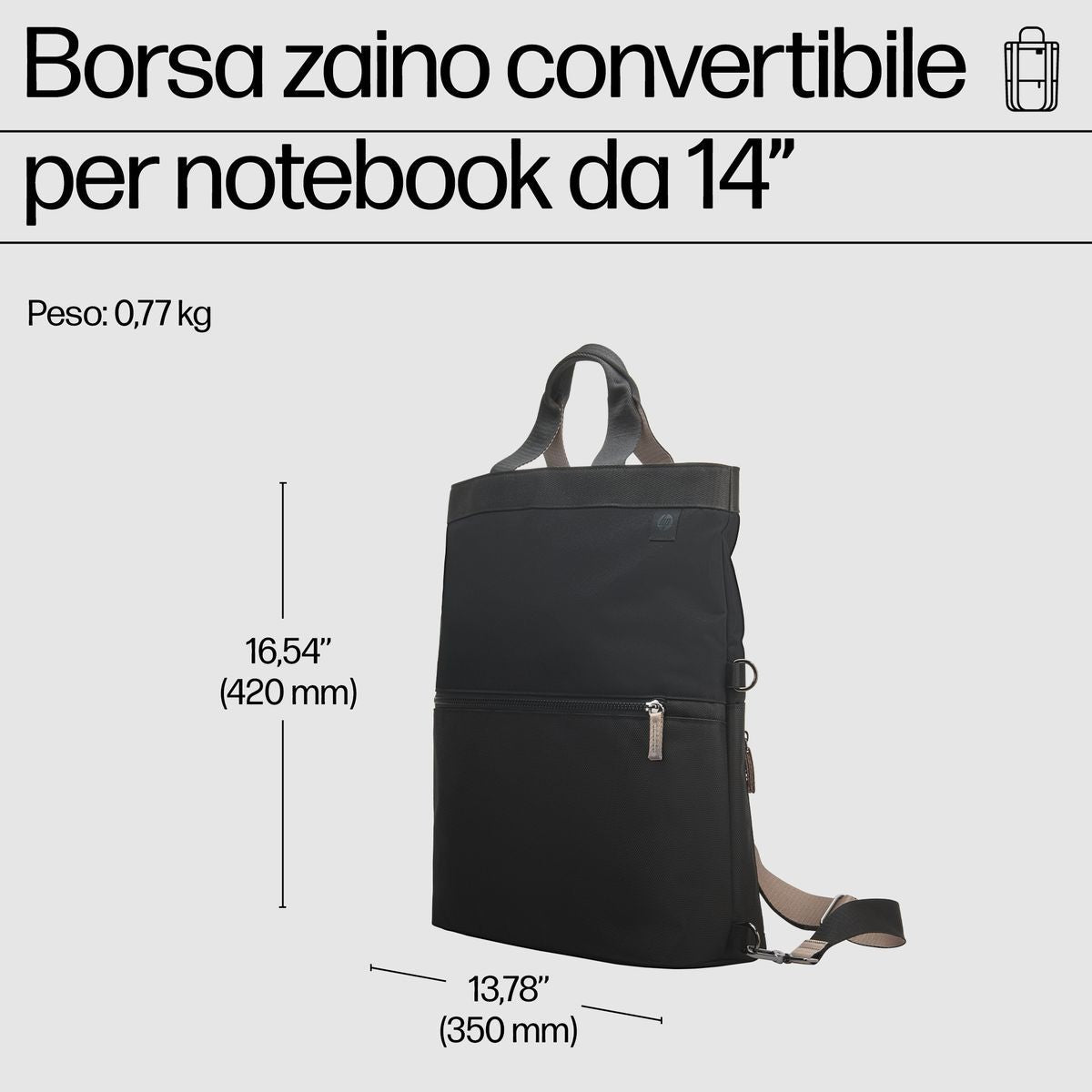 HP Borsa-zaino 14'' Convertible Laptop Backpack Tote [9C2H1AA]