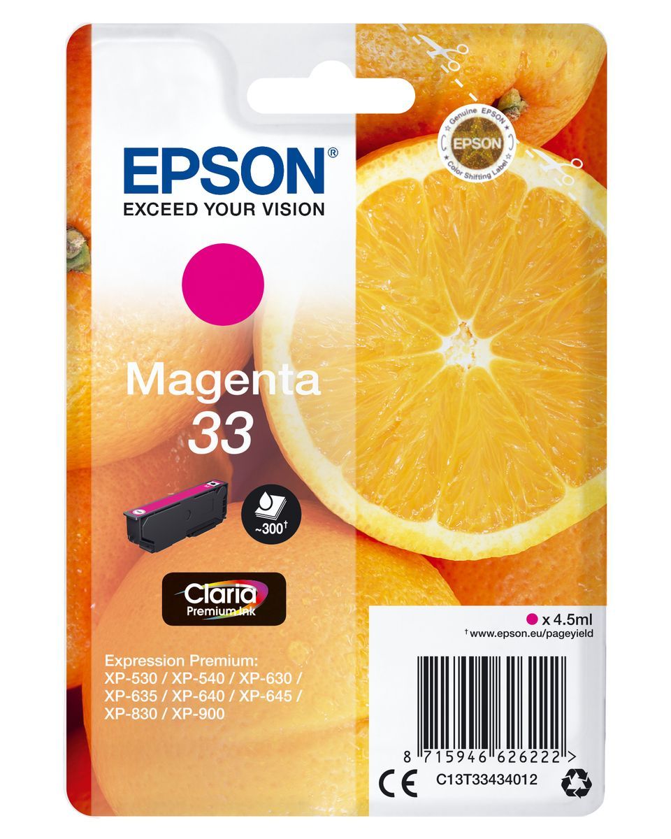 Epson Oranges Cartuccia Magenta T33 Claria Premium [C13T33434012]