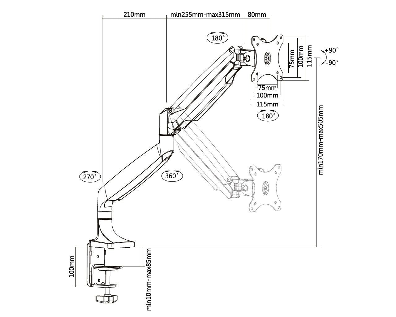 ITB MB3262 supporto da tavolo per Tv a schermo piatto 81,3 cm (32") Nero [MB3262]