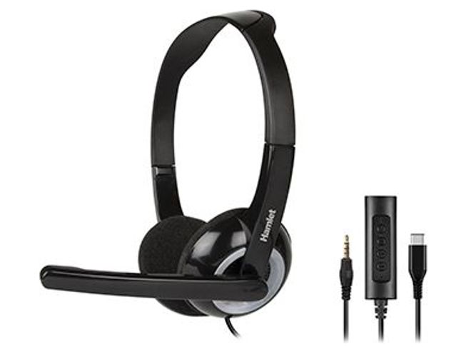 Hamlet HHEADMUS-CJ cuffia e auricolare Cablato A Padiglione Ufficio USB tipo-C Nero [HHEADMUS-CJ]