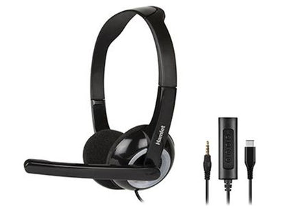Hamlet HHEADMUS-CJ cuffia e auricolare Cablato A Padiglione Ufficio USB tipo-C Nero [HHEADMUS-CJ]
