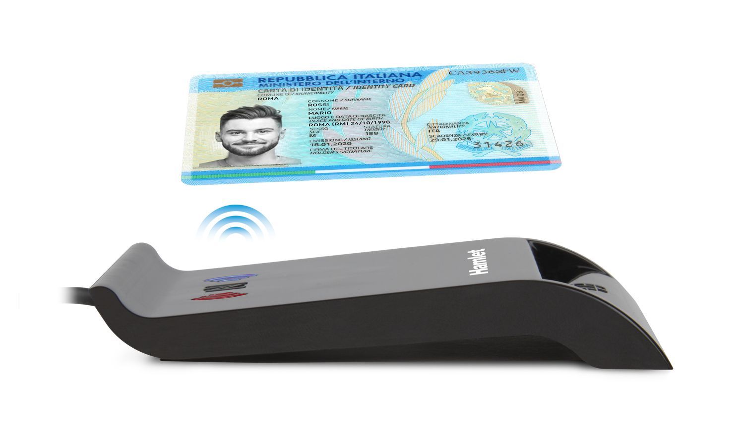 Hamlet HUSCR-NFC Lettore 2 in 1 combinato NFC per Carta identità Elettronica CIE 3.0 e Lettore Smart Card [HUSCR-NFC]
