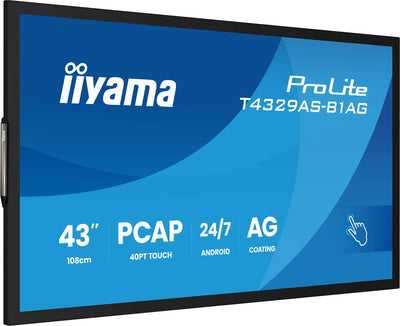 iiyama T4329AS-B1AG Monitor PC 108 cm (42.5") 3840 x 2160 Pixel 4K Ultra HD LED Touch screen Nero [T4329AS-B1AG]