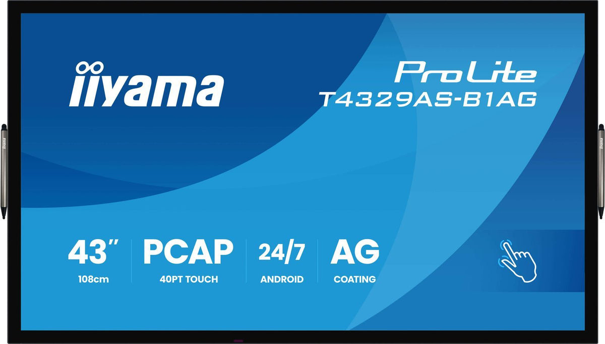 iiyama T4329AS-B1AG Monitor PC 108 cm (42.5") 3840 x 2160 Pixel 4K Ultra HD LED Touch screen Nero [T4329AS-B1AG]