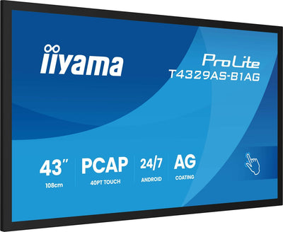 iiyama T4329AS-B1AG Monitor PC 108 cm (42.5") 3840 x 2160 Pixel 4K Ultra HD LED Touch screen Nero [T4329AS-B1AG]