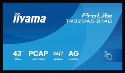 iiyama T4329AS-B1AG Monitor PC 108 cm (42.5") 3840 x 2160 Pixel 4K Ultra HD LED Touch screen Nero [T4329AS-B1AG]